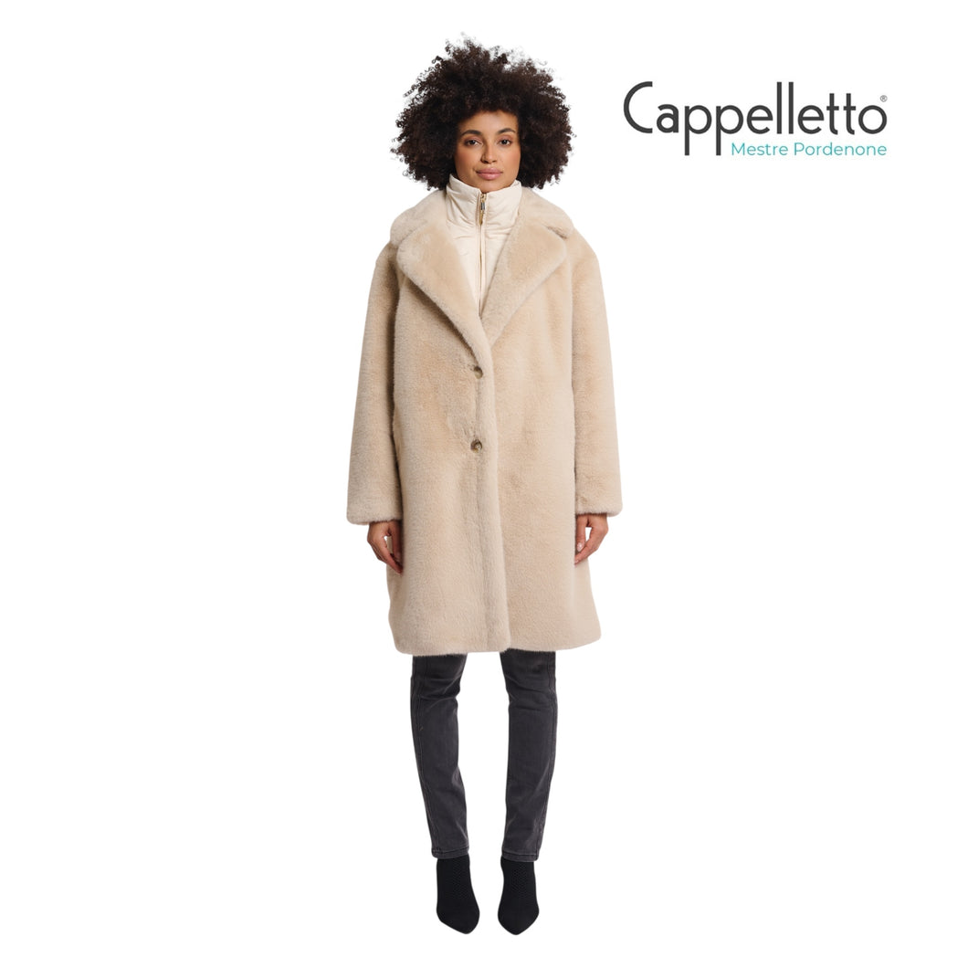 GEESJE Cappotto Monopetto in EcoPelliccia Avena