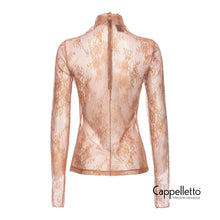 Carica l&#39;immagine nel visualizzatore di Gallery, TRAMINER Maglia in pizzo laminato Nudo/oro
