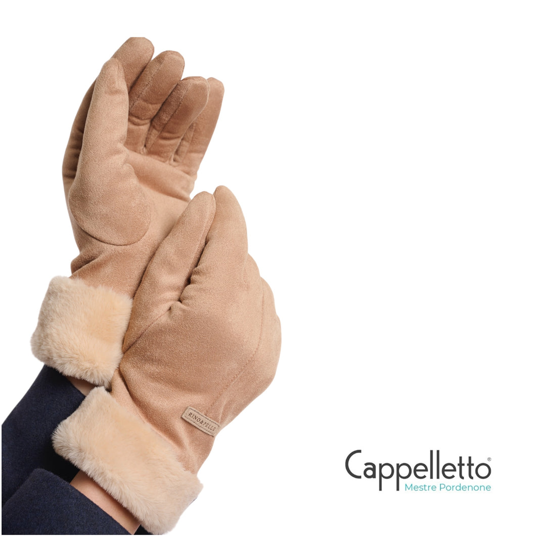 DANZO Guanti in EcoPelliccia Camel