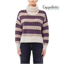Carica l&#39;immagine nel visualizzatore di Gallery, Maglia Collo Alto Violet Jacquard MF5241
