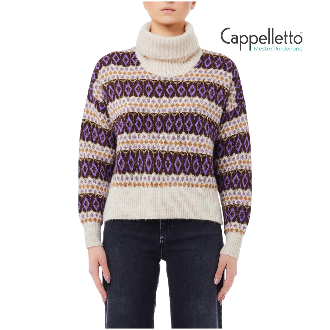 Maglia Collo Alto Violet Jacquard MF5241