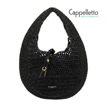 Carica l'immagine nel visualizzatore di Gallery, NEFELI Borsa Hobo in Raffia Nero
