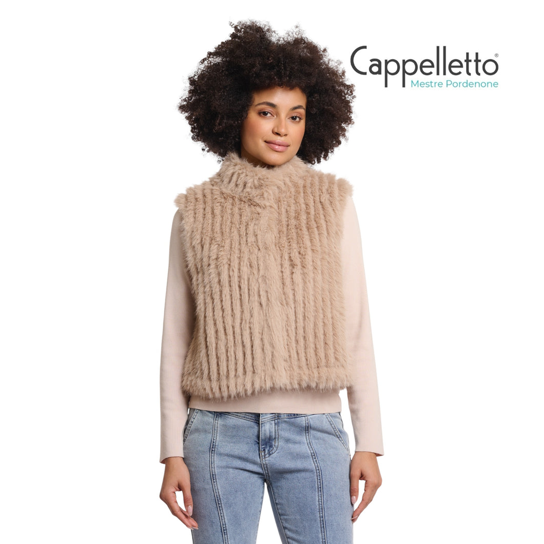 DAVA Gilet in EcoPelliccia Avena