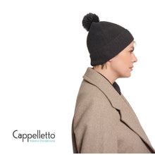 Carica l&#39;immagine nel visualizzatore di Gallery, MARTINA Berretto in Maglia con PomPon Grigio Scuro
