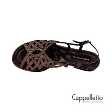 Carica l&#39;immagine nel visualizzatore di Gallery, DIANA Sandalo Flat Pelle Laminata Intrecciata Espresso 11259

