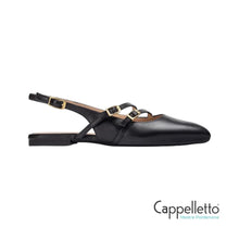 Carica l&#39;immagine nel visualizzatore di Gallery, ALSIP SlingBack Cinturini in Pelle Nera
