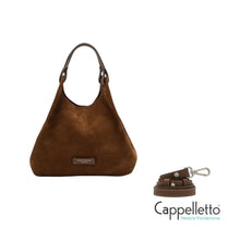 Carica l&#39;immagine nel visualizzatore di Gallery, DUA Borsa in Pelle Scamosciata Cognac
