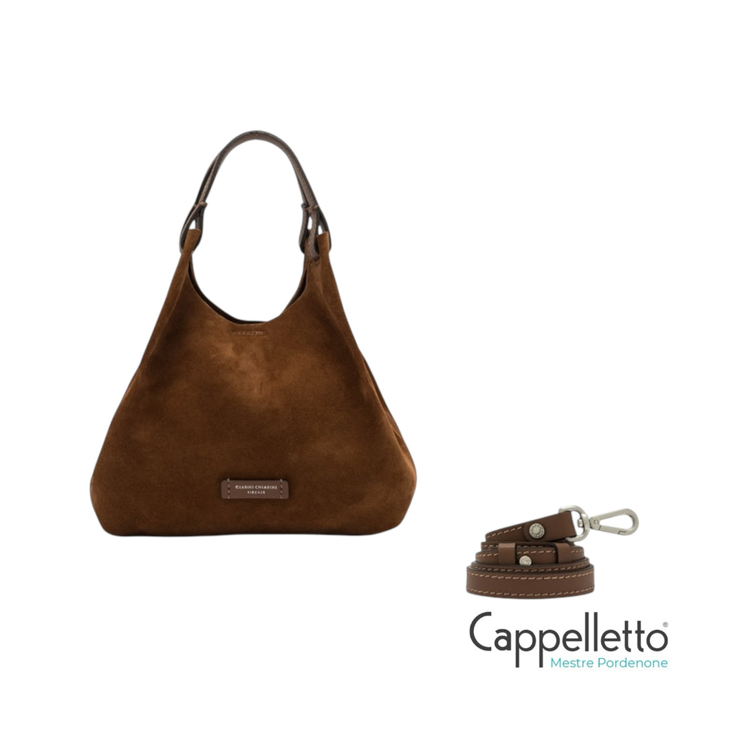 DUA Borsa in Pelle Scamosciata Cognac