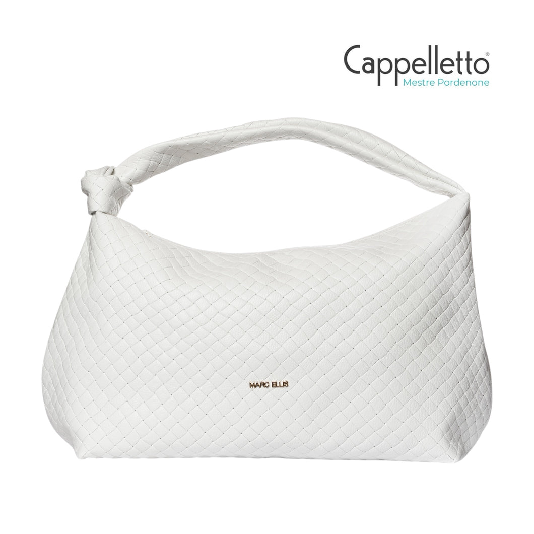 ELYSIA L PLOT Borsa in Pelle Off Blanc/Gold