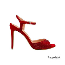Carica l'immagine nel visualizzatore di Gallery, Sandalo Camoscio Rosso+Strass 3684
