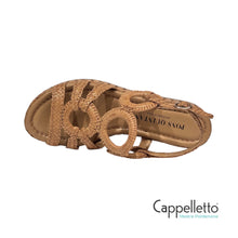 Carica l&#39;immagine nel visualizzatore di Gallery, FORLI Sandalo Zeppa Pelle Intrecciata Taupe 11250
