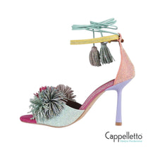 Carica l&#39;immagine nel visualizzatore di Gallery, POM POM Sandalo Ankle Tie Multicolor
