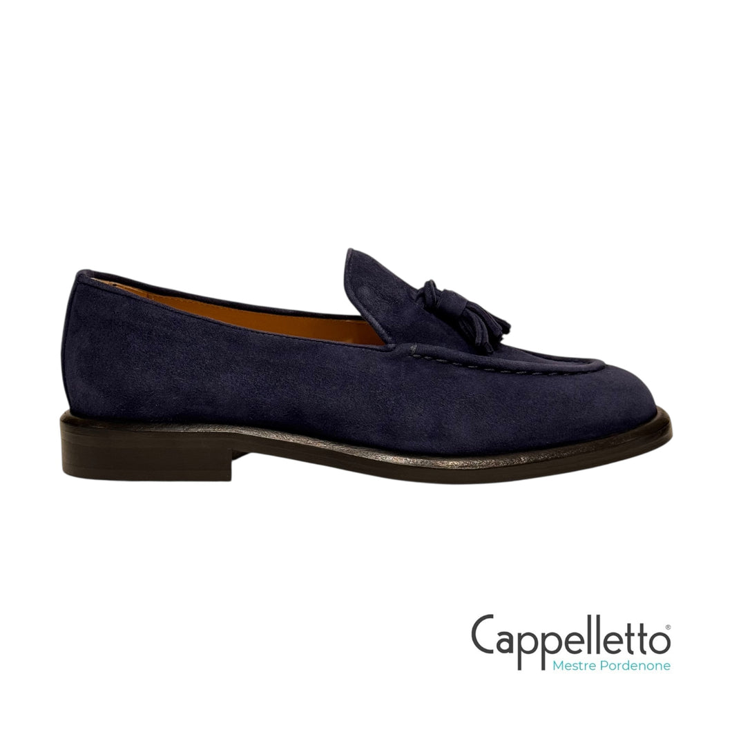 Mocassino Donna con Nappine in Pelle Blu