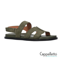 Carica l'immagine nel visualizzatore di Gallery, Sandalo Flat in Suede Verde Kaki
