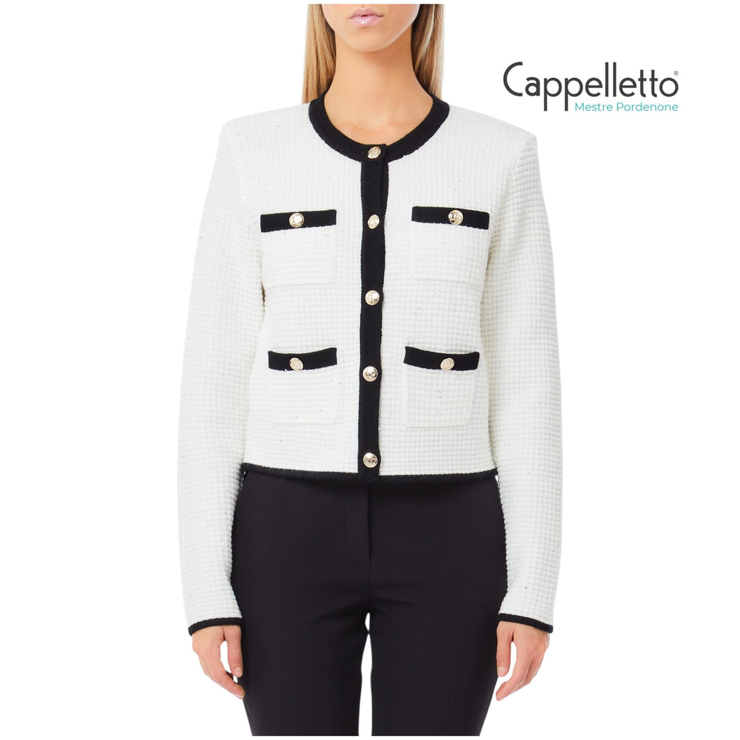 Giacchina in Maglia Latte/Nero CF5131