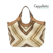 Carica l'immagine nel visualizzatore di Gallery, DUA Borsa Media in Pelle/Paglia Cuoio
