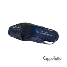 Carica l&#39;immagine nel visualizzatore di Gallery, FANCY Sandalo Zeppa in Pelle Intrecciata Blu 9835
