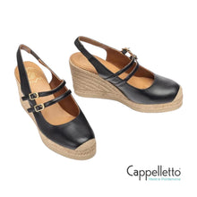 Carica l&#39;immagine nel visualizzatore di Gallery, CYNTIA SlingBack Zeppa Corda Nero

