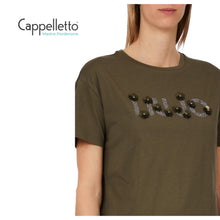 Carica l'immagine nel visualizzatore di Gallery, T-Shirt con Applicazioni Gioiello DarkOlive WA6238
