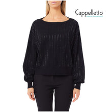 Carica l&#39;immagine nel visualizzatore di Gallery, Maglia Chiusa Manica Lunga Nero/Strass CF5271
