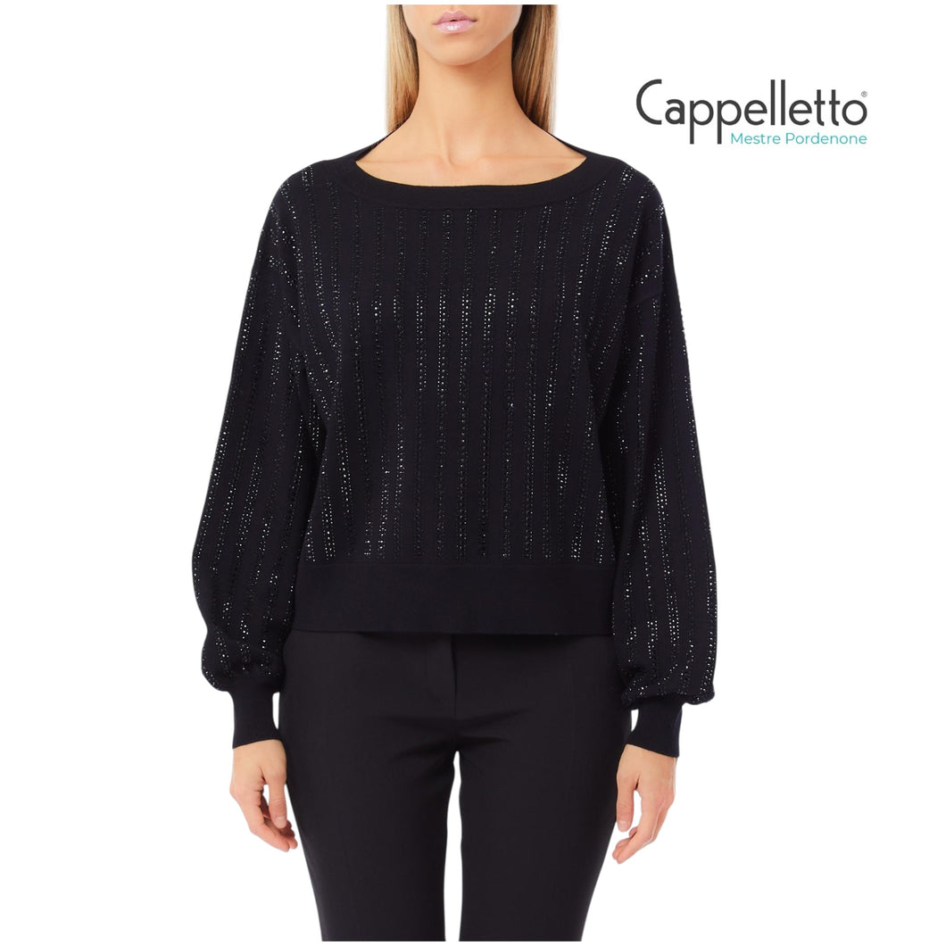 Maglia Chiusa Manica Lunga Nero/Strass CF5271