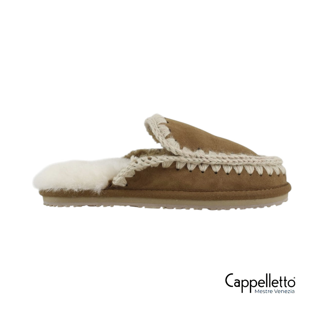 Slipper Full Eskimo Stitch Cognac