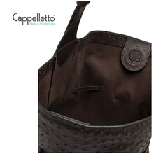 Carica l'immagine nel visualizzatore di Gallery, SIENNA Borsa in Pelle Stampa Struzzo e Suede Espresso
