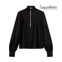 Carica l'immagine nel visualizzatore di Gallery, Blusa con Ricami Gioiello Nero WA6379
