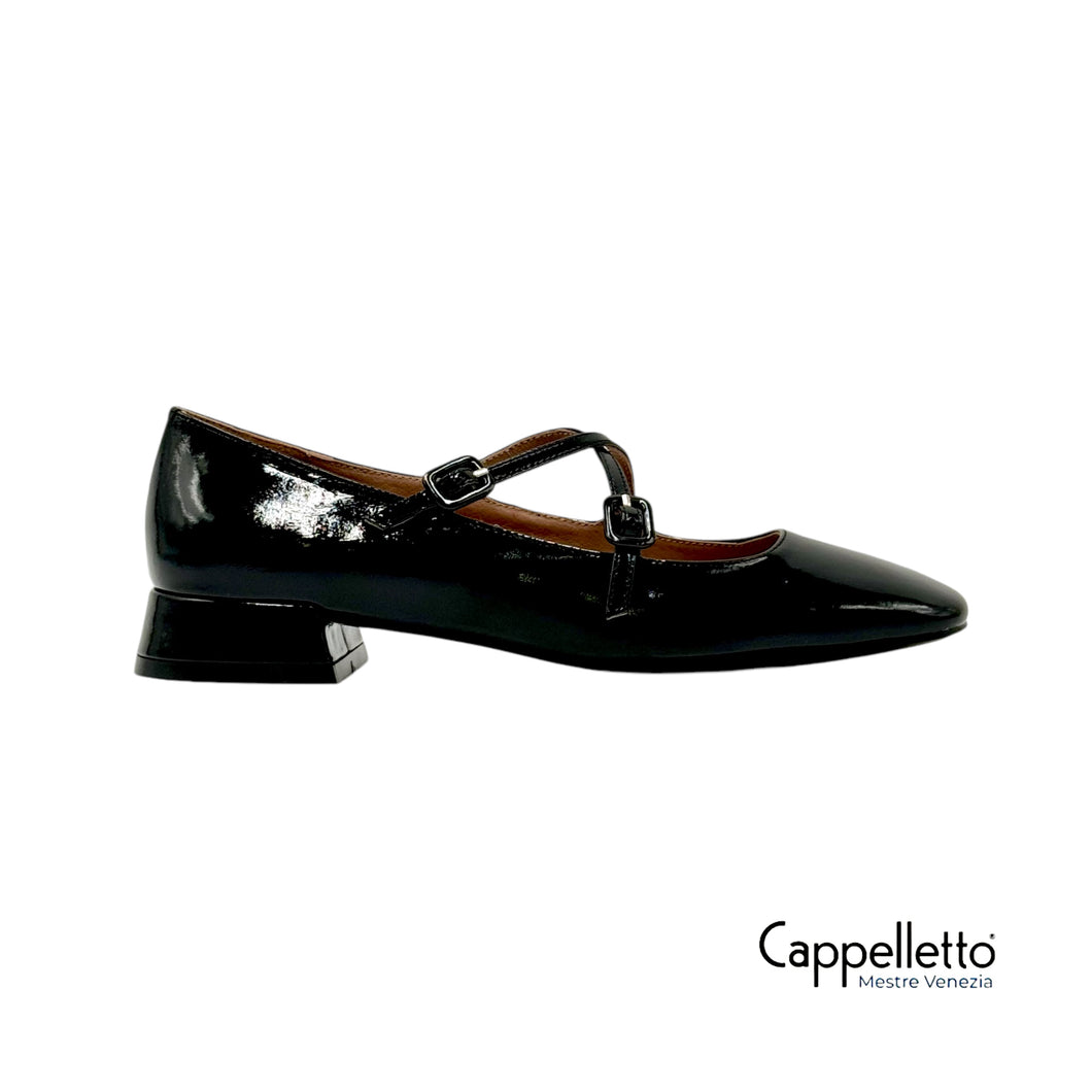 CARDIFF PUMP 35 Cinturini Incrociati Vernice Nero