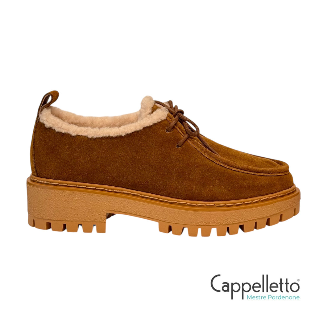 LONZO Derby Norvegese Donna Suede Tan