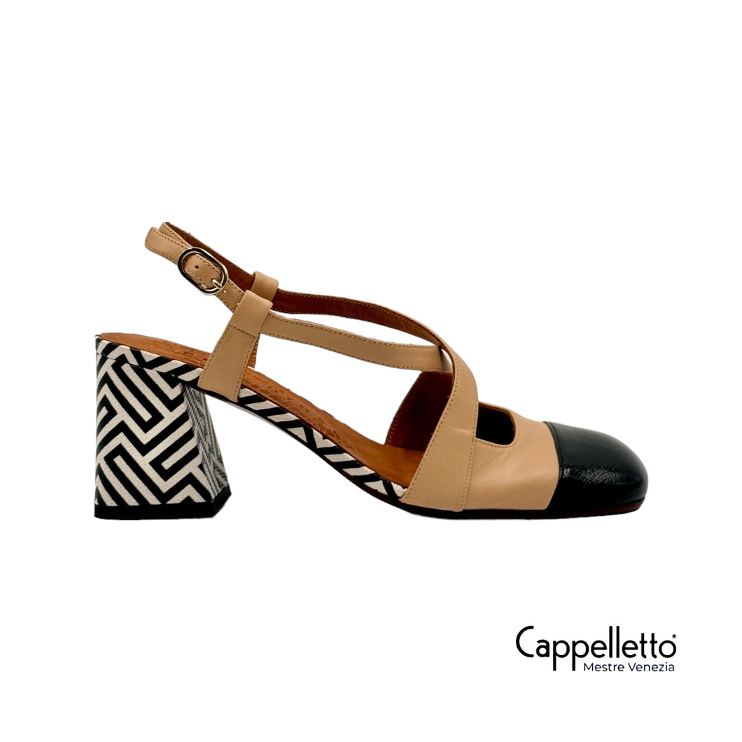 SONITA Scarpa Cinturino Nero/Nude
