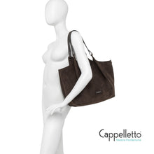 Carica l&#39;immagine nel visualizzatore di Gallery, DUA Big Borsa in Pelle Scamosciata Moka
