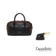 Carica l'immagine nel visualizzatore di Gallery, GEMMA Borsa Pelle Nero/Suede Moka
