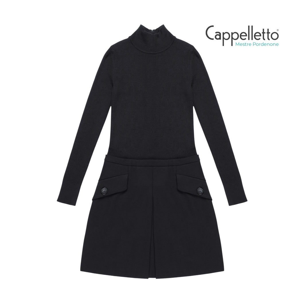 ASHLEY Abito con Corpino in Lana - Nero