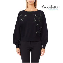 Carica l&#39;immagine nel visualizzatore di Gallery, Maglia Chiusa Manica Lunga Nero/Beads CF5271
