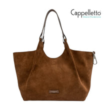 Carica l&#39;immagine nel visualizzatore di Gallery, DUA Big Borsa in Pelle Scamosciata Cognac
