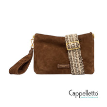 Carica l&#39;immagine nel visualizzatore di Gallery, BRENDA Pochette in Pelle Scamosciata Cognac
