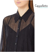 Carica l&#39;immagine nel visualizzatore di Gallery, Camicia Nera Ricamata CF5056
