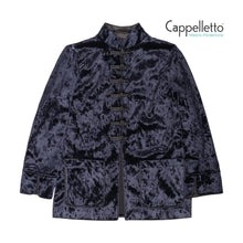 Carica l&#39;immagine nel visualizzatore di Gallery, BINNIE Giacca Coreana in Velluto Effetto Mosso - Blu
