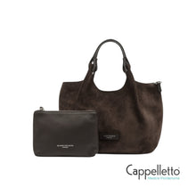 Carica l&#39;immagine nel visualizzatore di Gallery, DUA Borsa in Pelle Scamosciata Moka
