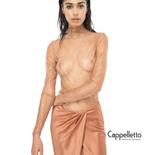 Carica l&#39;immagine nel visualizzatore di Gallery, TRAMINER Maglia in pizzo laminato Nudo/oro
