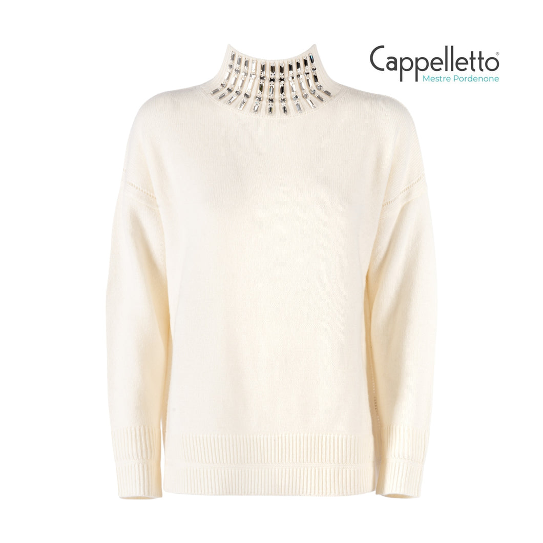 MORELLI Maglia Collo Alto con Ricamo - Avorio