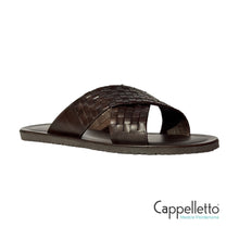 Carica l&#39;immagine nel visualizzatore di Gallery, Ciabatta di Pelle Intrecciata Testa di Moro M5728
