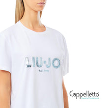 Carica l&#39;immagine nel visualizzatore di Gallery, T-Shirt Manica Corta Bianca LiuJo Cloud Sequins UF5260

