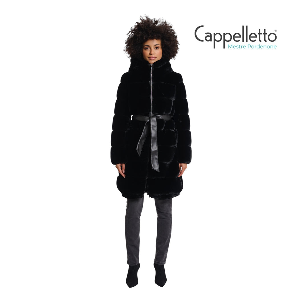 BRIDGET EcoPelliccia con Dettagli in EcoPelle Nero
