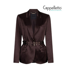 Carica l'immagine nel visualizzatore di Gallery, Blazer in Raso con Cintura Cioccolato CA6146
