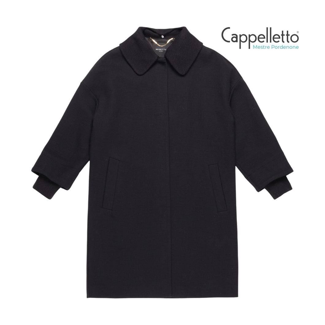 VERONICA Cappotto Collo+Polsi in Maglia - Nero
