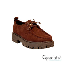 Carica l&#39;immagine nel visualizzatore di Gallery, LONZO Derby Allacciato Donna Suede Dark Brown

