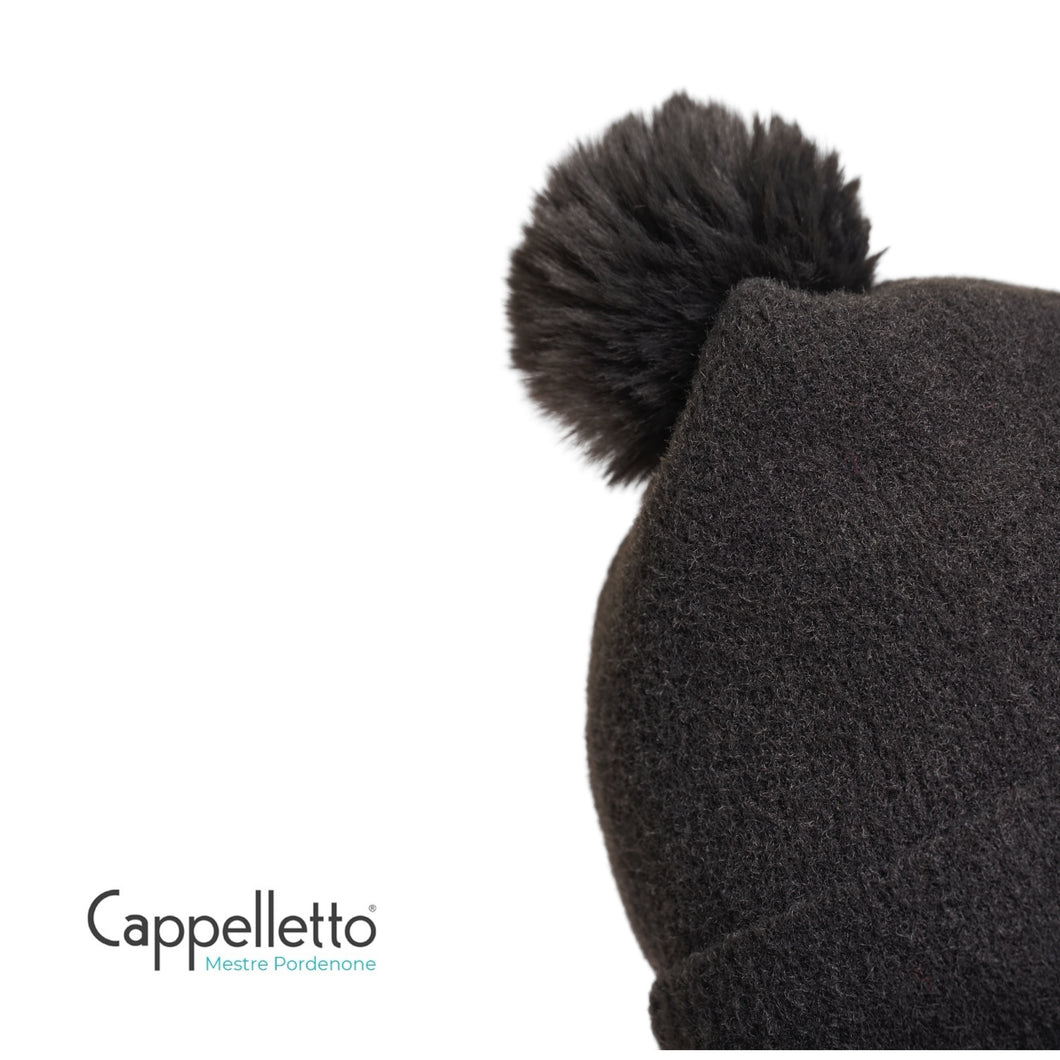 MARTINA Berretto in Maglia con PomPon Grigio Scuro