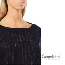 Carica l&#39;immagine nel visualizzatore di Gallery, Maglia Chiusa Manica Lunga Nero/Strass CF5271
